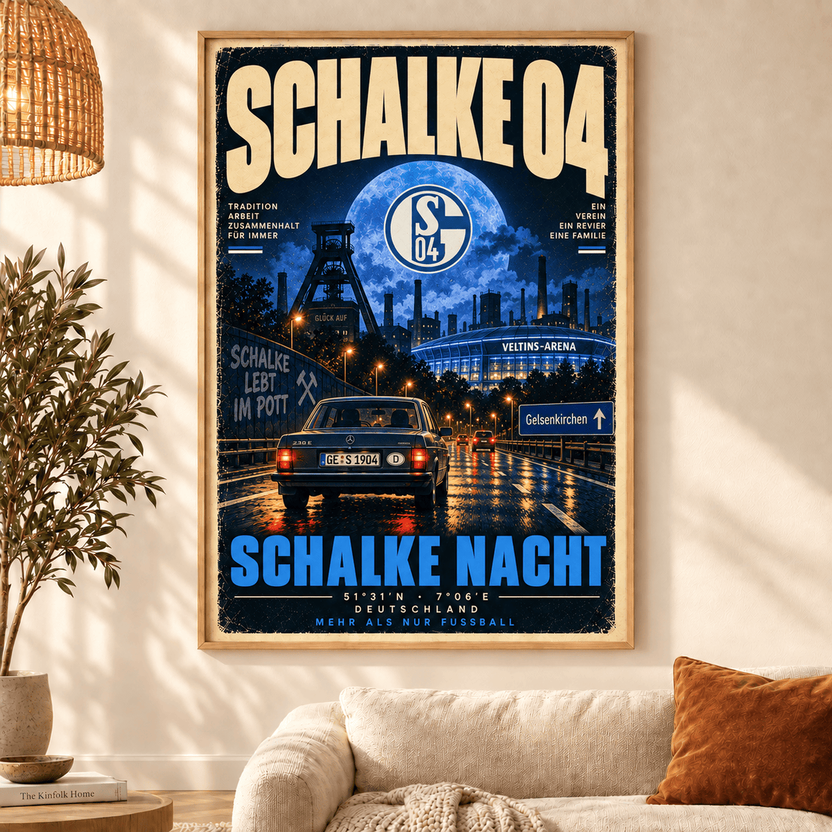 Schalke 04 Vintage Football Poster – Retro Stadium & City Wall Art