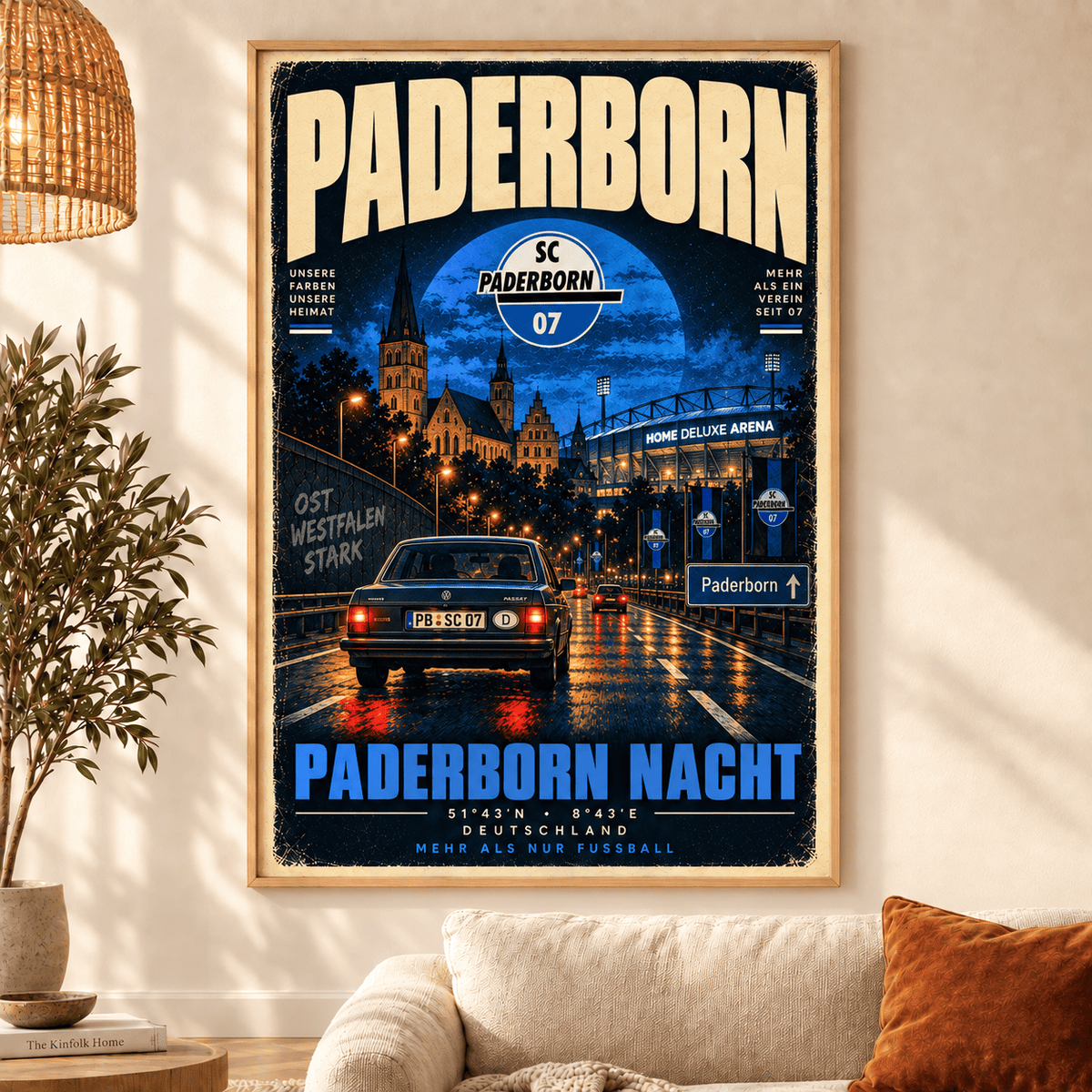 SC Paderborn 07 Vintage Football Poster – Retro Stadium & City Wall Art