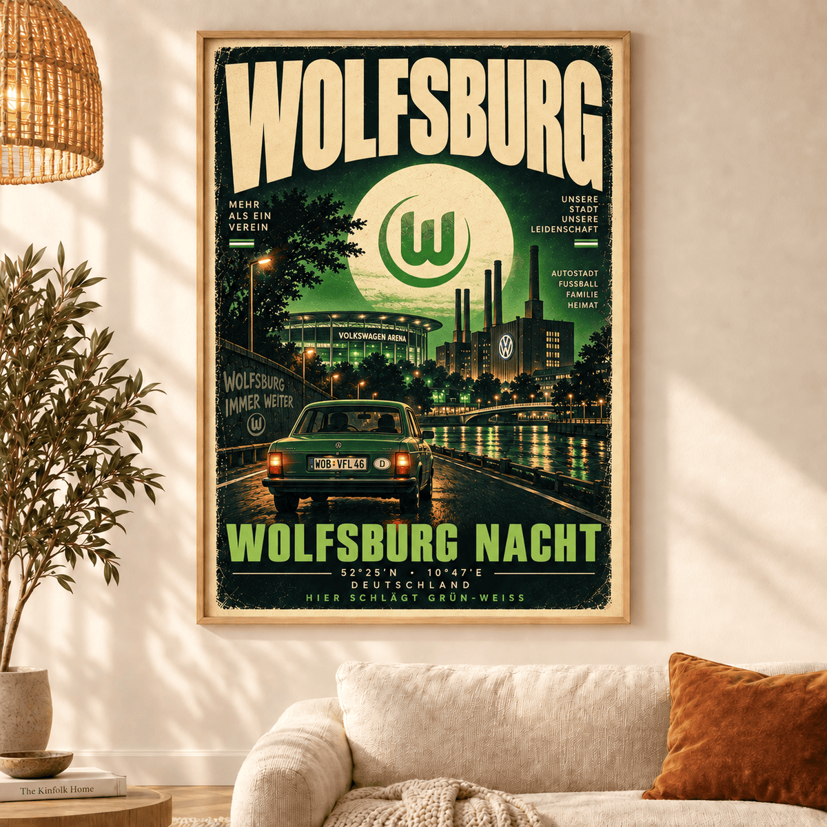 VfL Wolfsburg Vintage Football Poster – Retro Stadium & City Wall Art