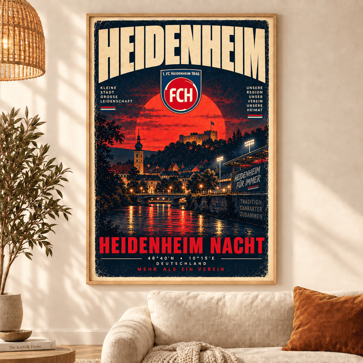 FC Heidenheim Vintage Football Poster – Retro Stadium & City Wall Art