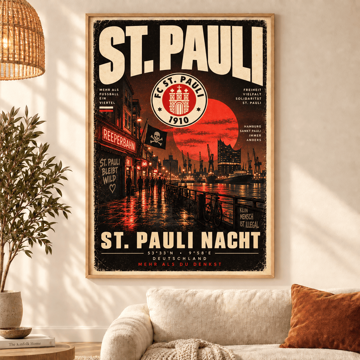 FC St. Pauli Vintage Football Poster – Retro Stadium & City Wall Art