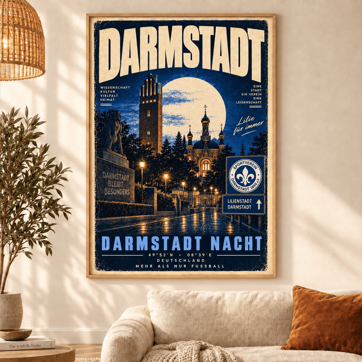 SV Darmstadt 98 Vintage Football Poster – Retro Stadium & City Wall Art