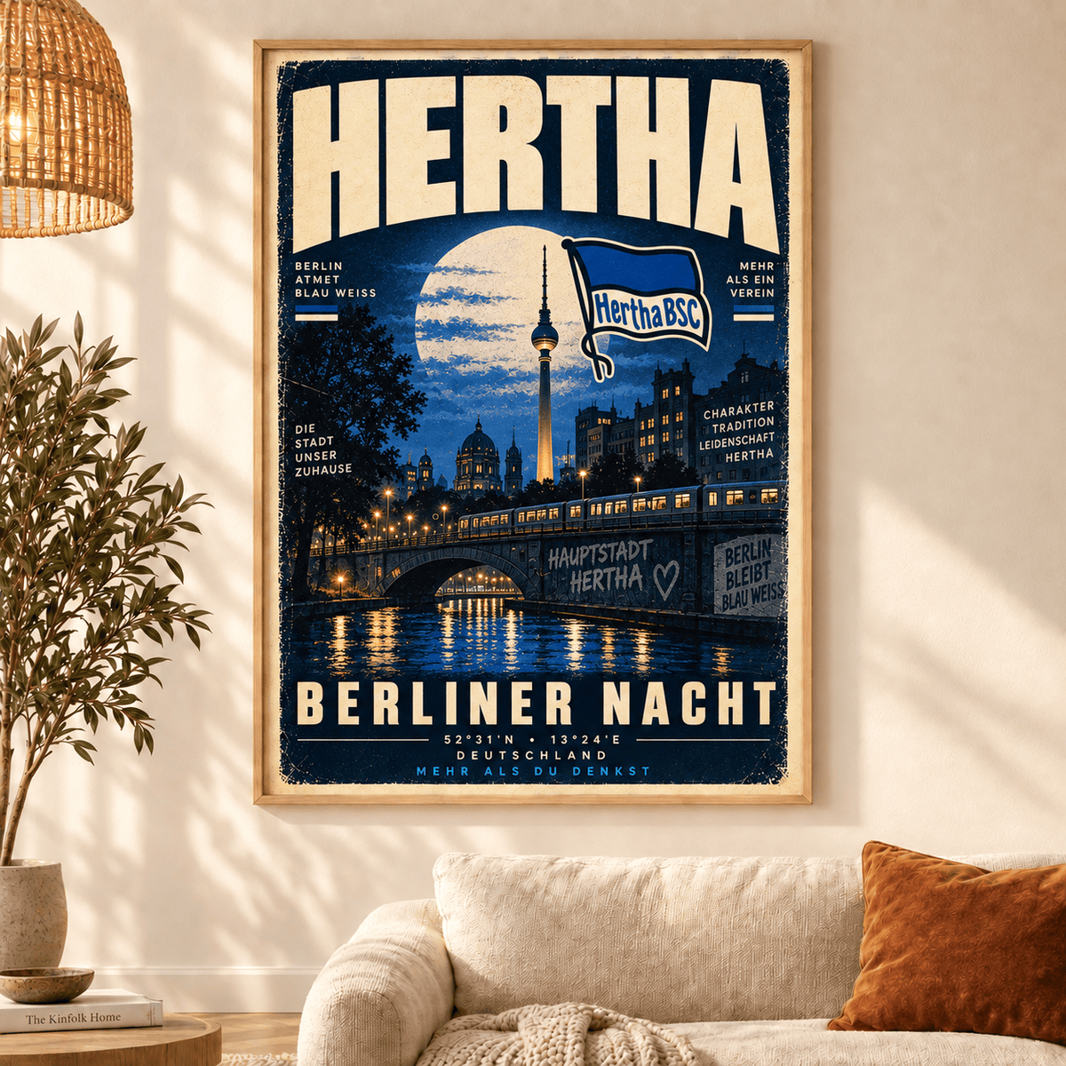 Hertha BSC Vintage Football Poster – Retro Stadium & City Wall Art