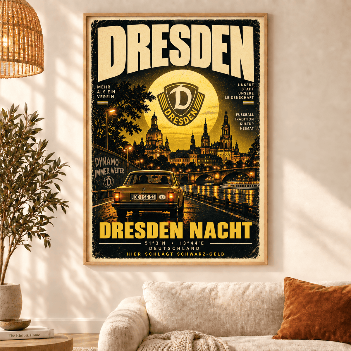 Dynamo Dresden Vintage Football Poster – Retro Stadium & City Wall Art