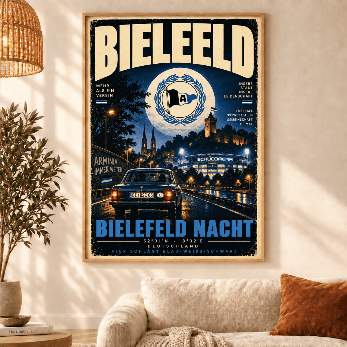 Arminia Bielefeld Vintage Football Poster – Retro Stadium & City Wall Art
