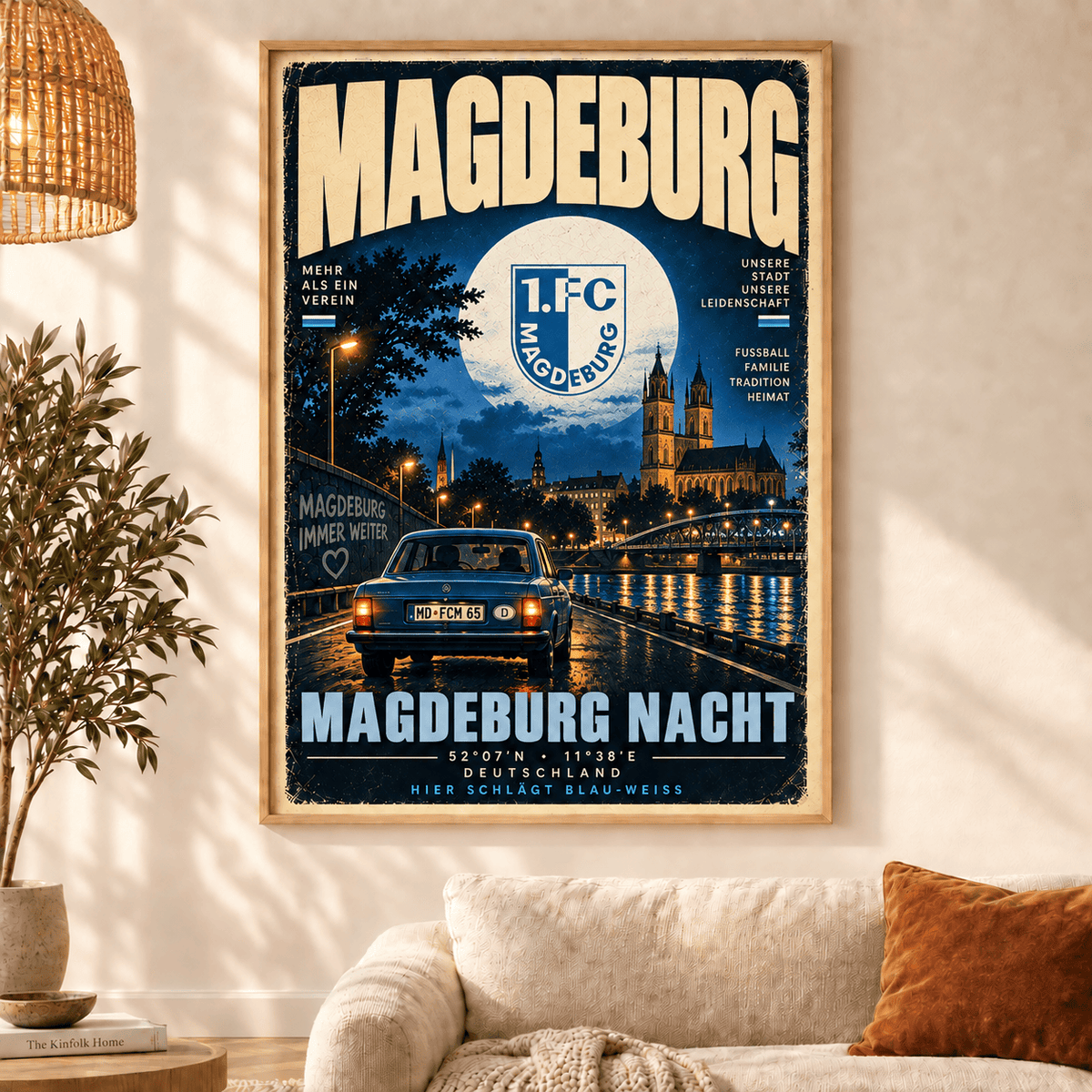 FC Magdeburg Vintage Football Poster – Retro Stadium & City Wall Art