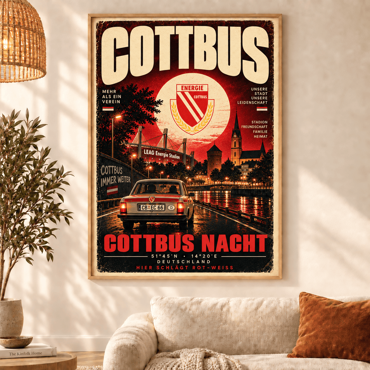 Energie Cottbus Vintage Football Poster – Retro Stadium & City Wall Art