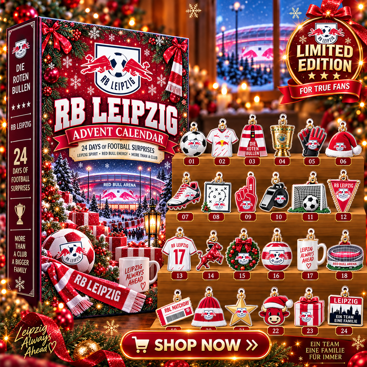 RB Leipzig Advent Calendar – 24 Days of Football Surprises | Holiday Ornament Set