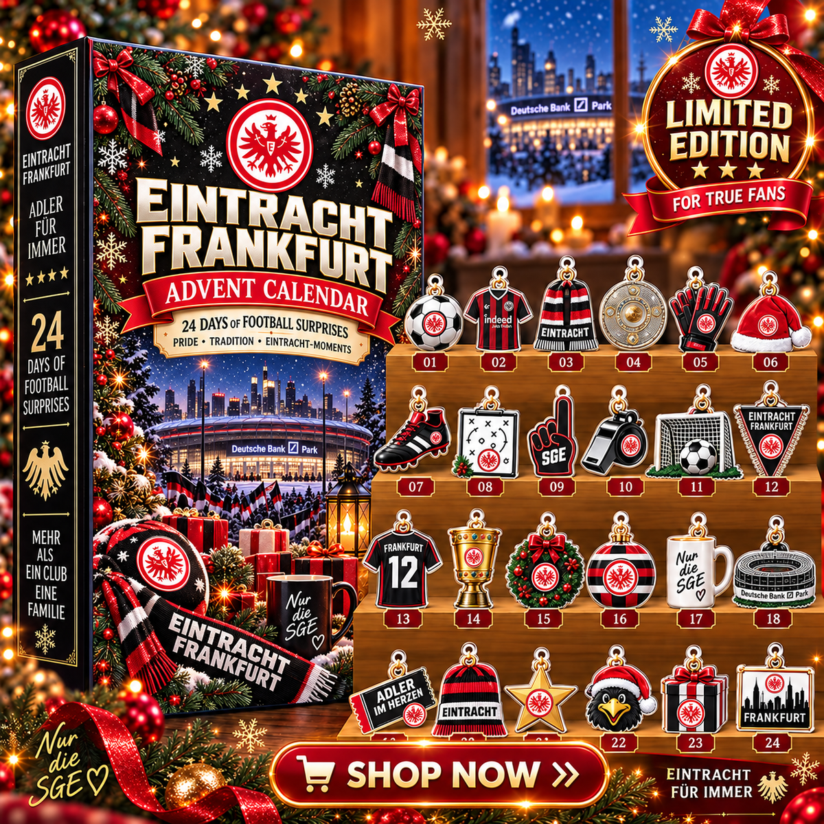 Eintracht Frankfurt Advent Calendar – 24 Days of Football Surprises | Holiday Ornament Set