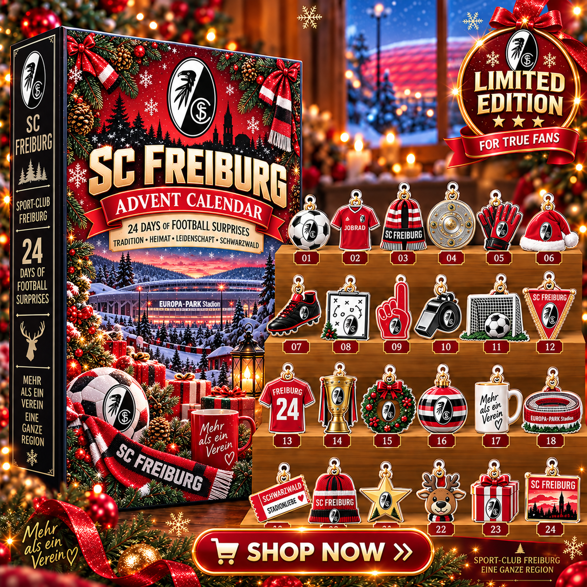 SC Freiburg Advent Calendar – 24 Days of Football Surprises | Holiday Ornament Set