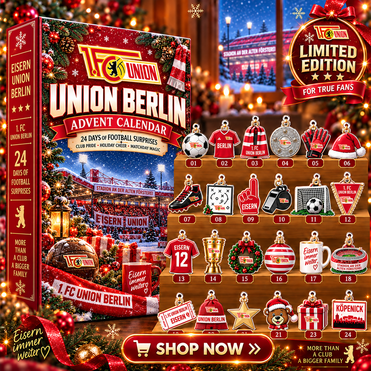 Union Berlin Advent Calendar – 24 Days of Football Surprises | Holiday Ornament Set