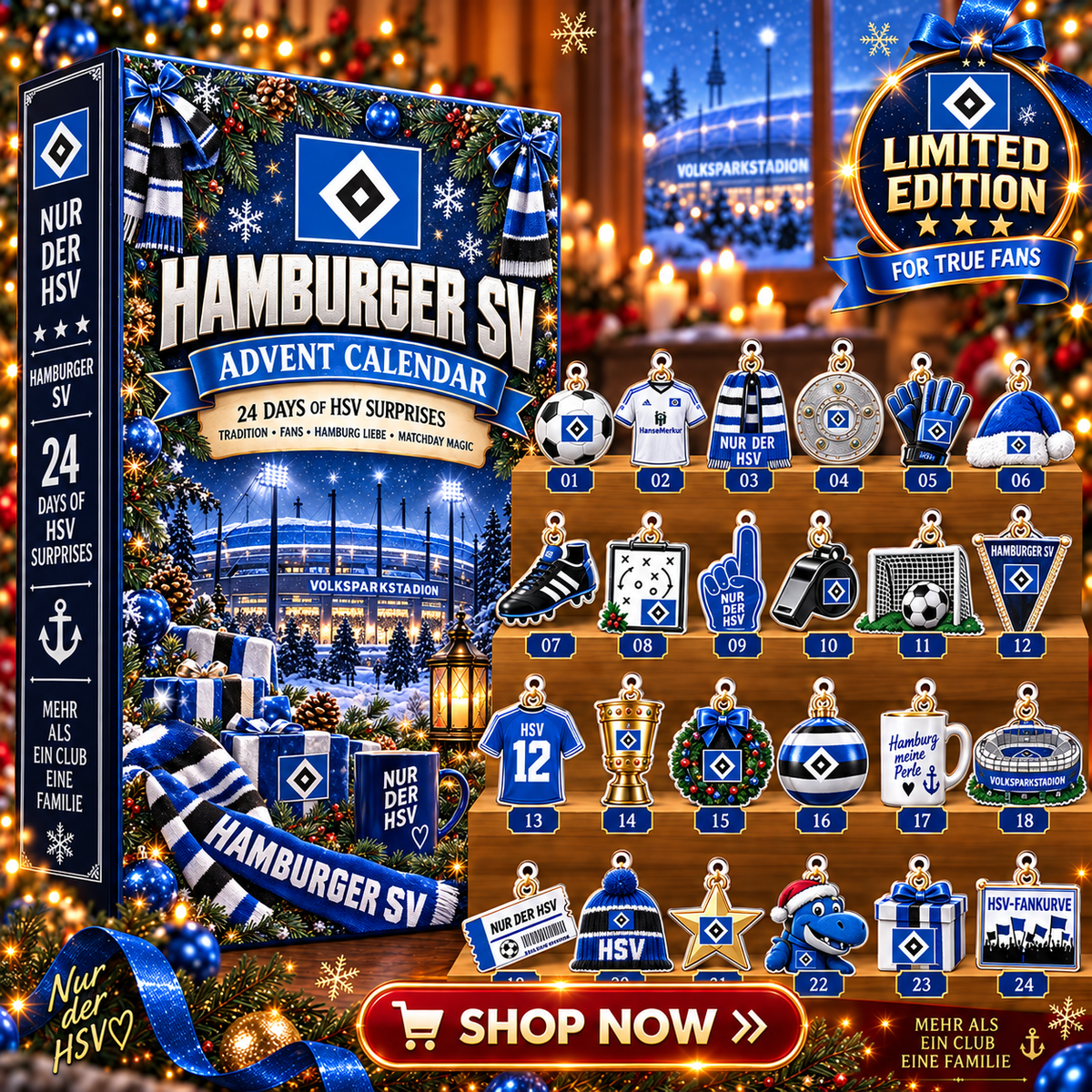 Hamburger SV Advent Calendar – 24 Days of Football Surprises | Holiday Ornament Set