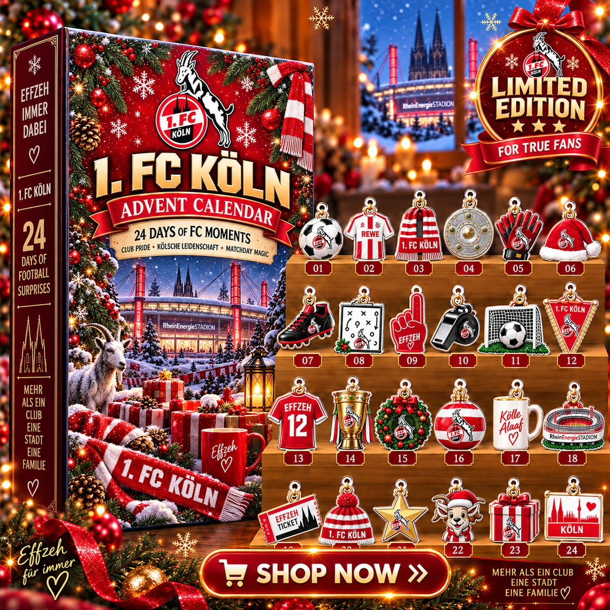 1. FC Köln Advent Calendar – 24 Days of Football Surprises | Holiday Ornament Set