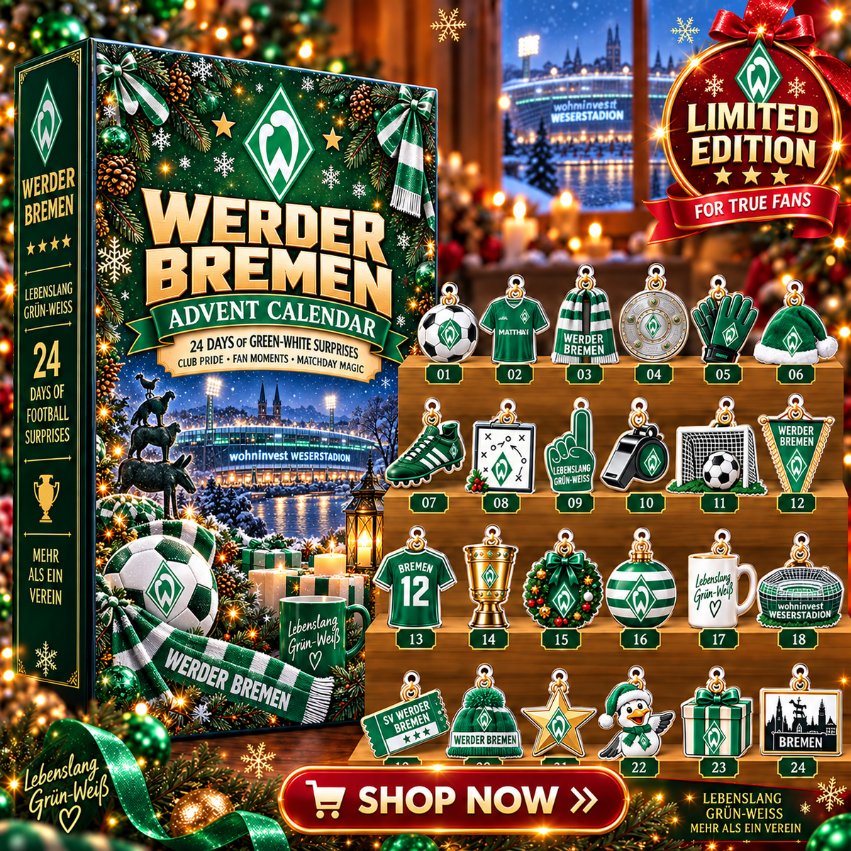 Werder Bremen Advent Calendar – 24 Days of Football Surprises | Holiday Ornament Set