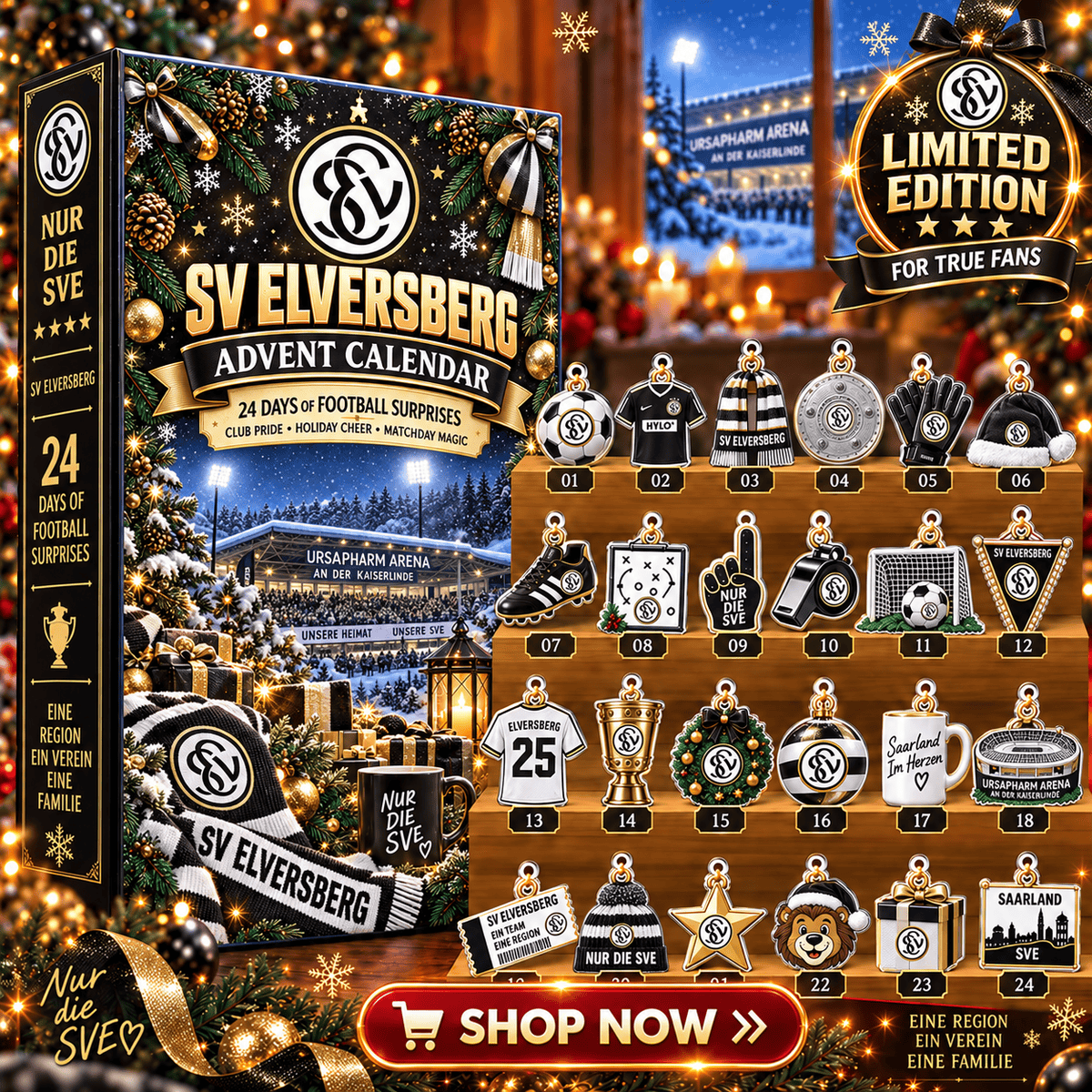 SV Elversberg Advent Calendar – 24 Days of Football Surprises | Holiday Ornament Set