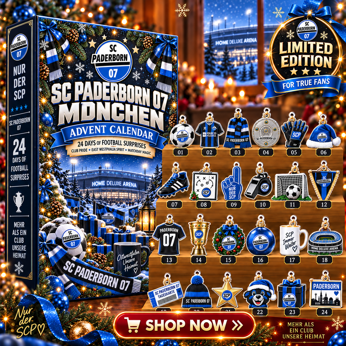SC Paderborn 07 Advent Calendar – 24 Days of Football Surprises | Holiday Ornament Set