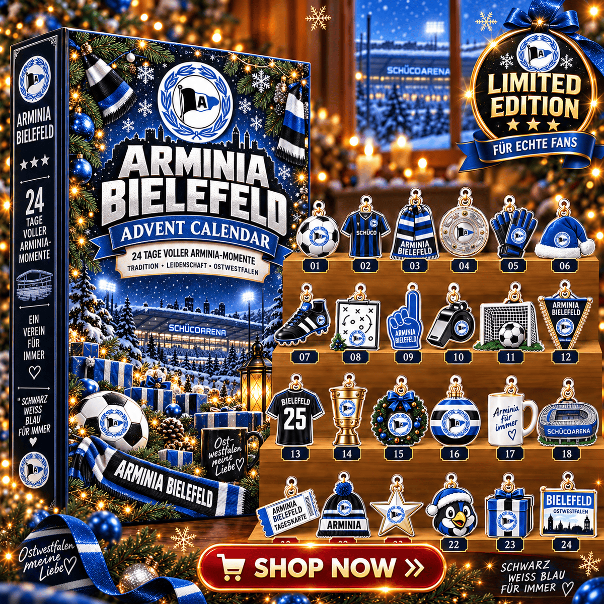 Arminia Bielefeld Advent Calendar – 24 Days of Football Surprises | Holiday Ornament Set