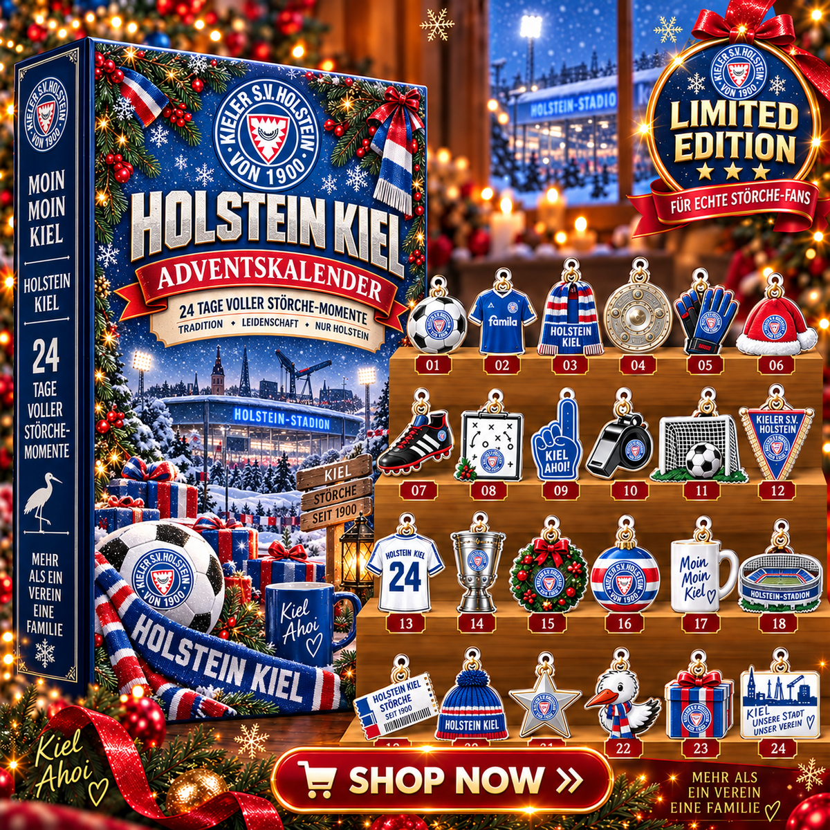 Holstein Kiel Advent Calendar – 24 Days of Football Surprises | Holiday Ornament Set