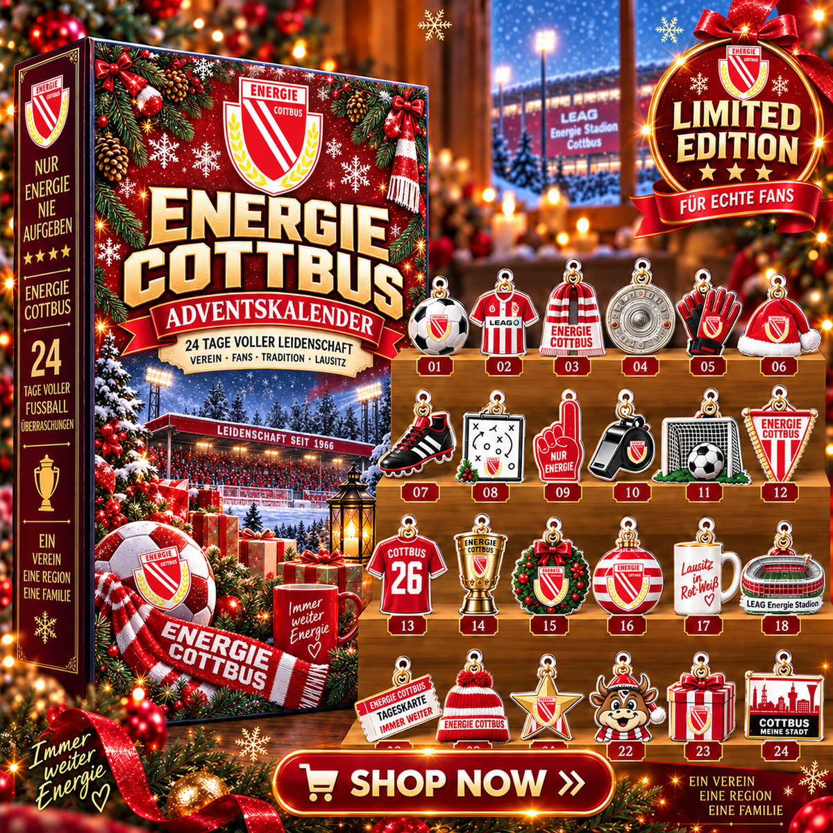 Energie Cottbus Advent Calendar – 24 Days of Football Surprises | Holiday Ornament Set