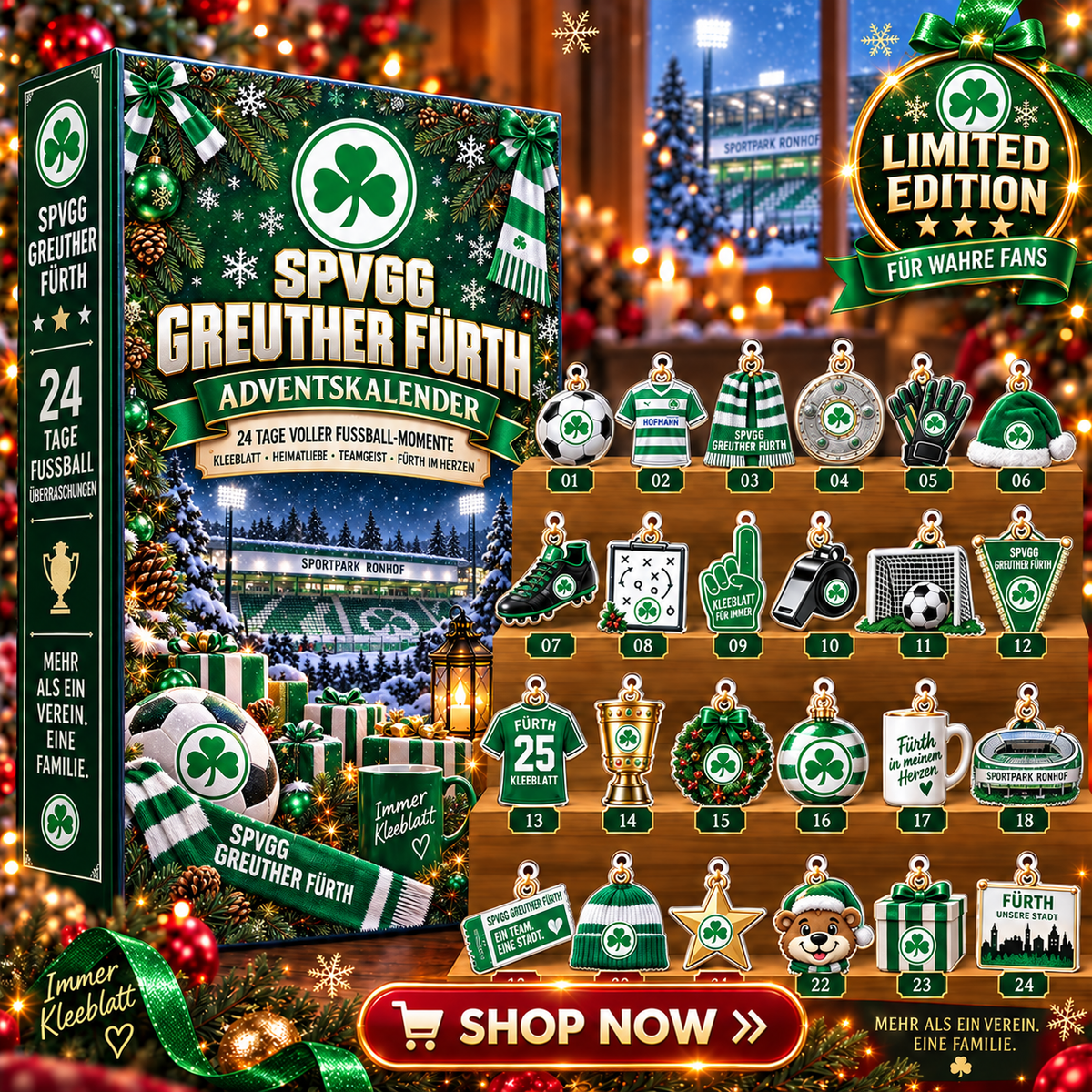 SpVgg Greuther Fürth Advent Calendar – 24 Days of Football Surprises | Holiday Ornament Set