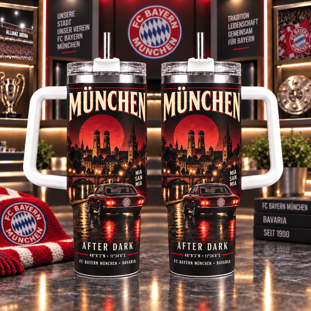 Bayern Munich Retro Skyline Stainless Steel Tumbler – 40oz Travel Cup