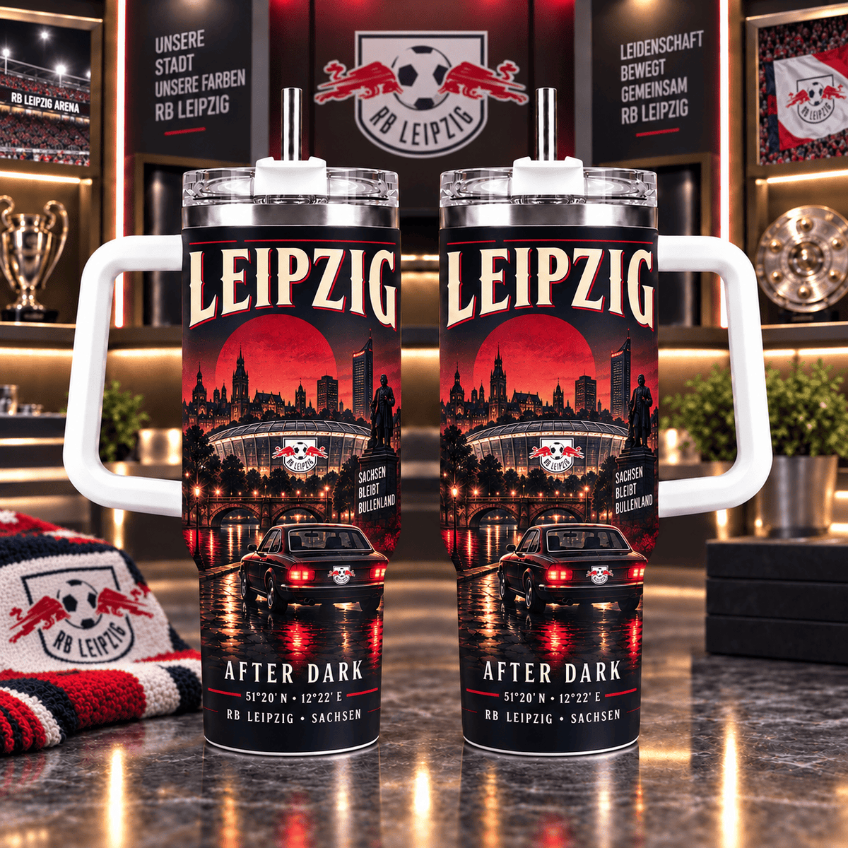 RB Leipzig Retro Skyline Stainless Steel Tumbler – 40oz Travel Cup