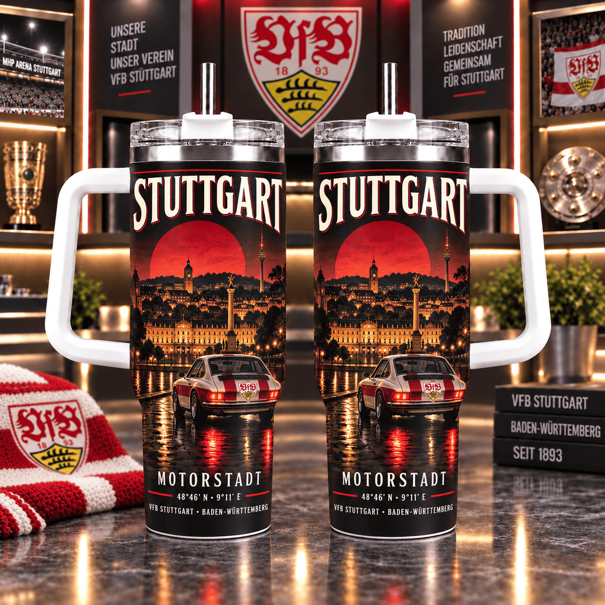 VfB Stuttgart Retro Skyline Stainless Steel Tumbler – 40oz Travel Cup