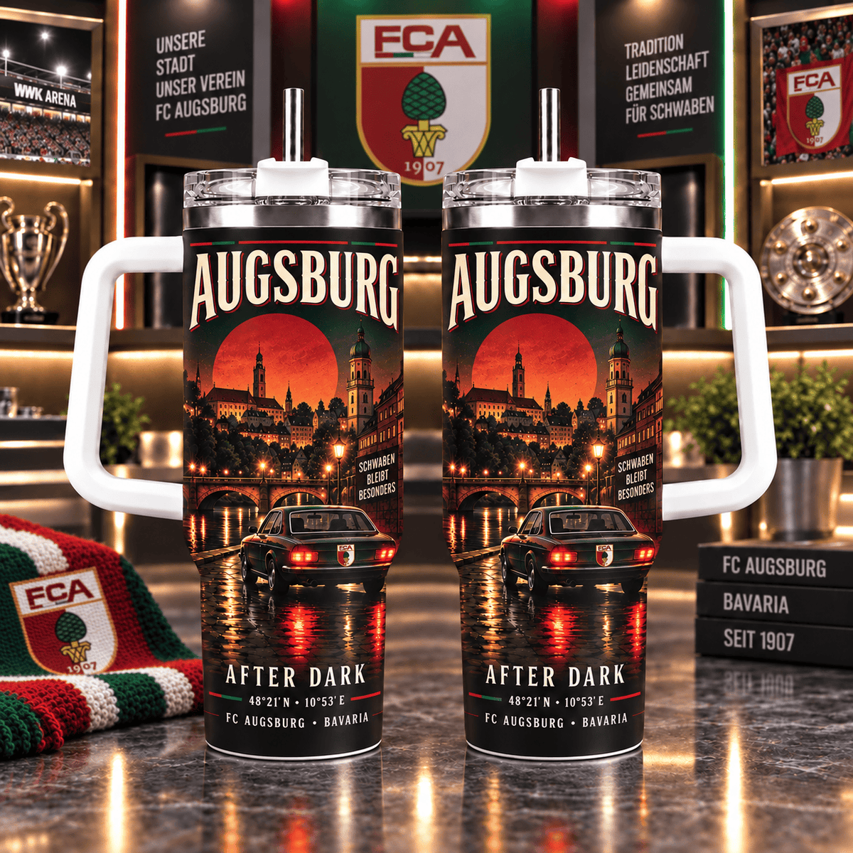 FC Augsburg Retro Skyline Stainless Steel Tumbler – 40oz Travel Cup
