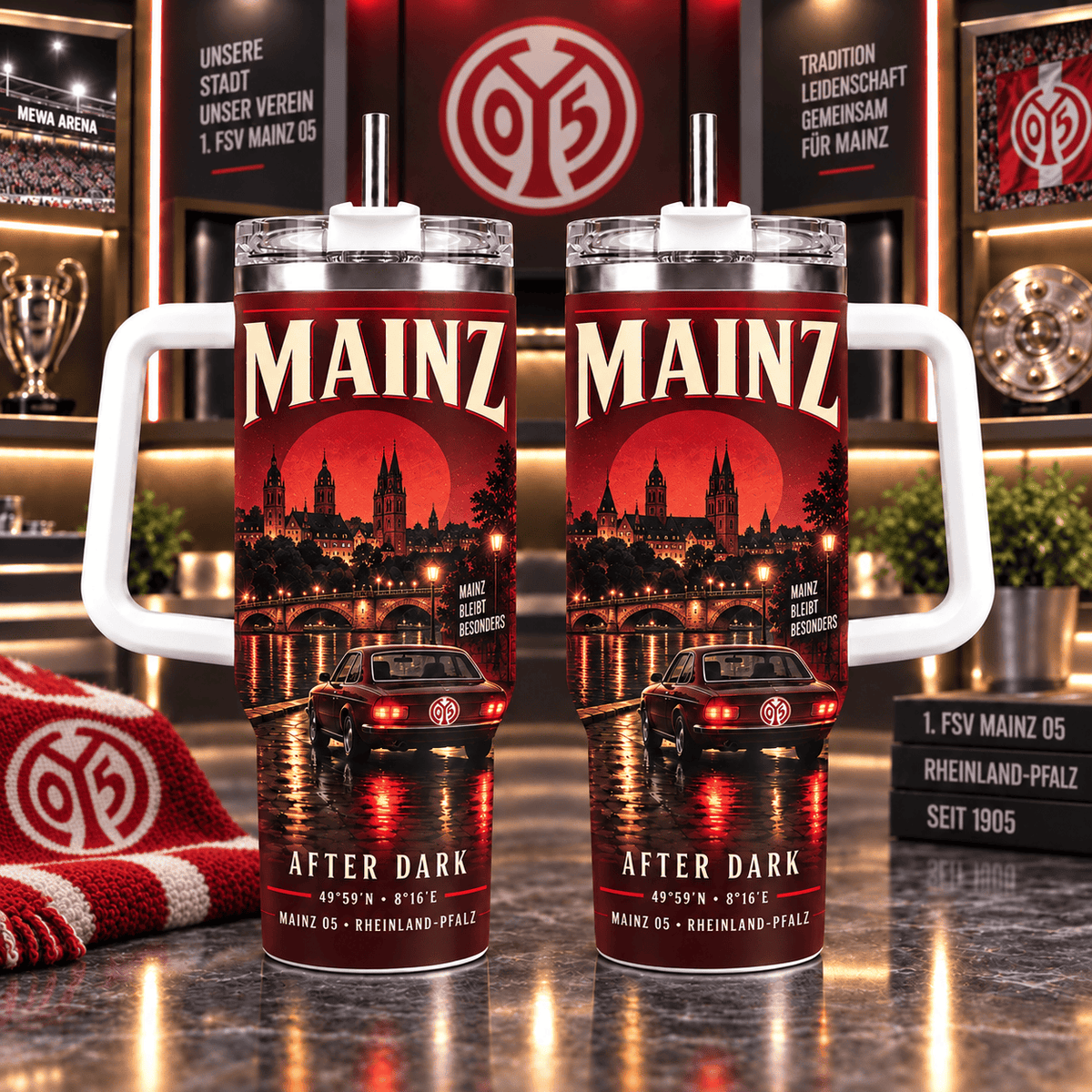Mainz 05 Retro Skyline Stainless Steel Tumbler – 40oz Travel Cup