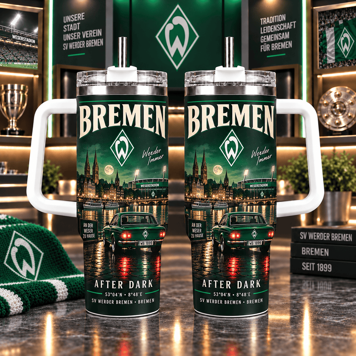 Werder Bremen Retro Skyline Stainless Steel Tumbler – 40oz Travel Cup