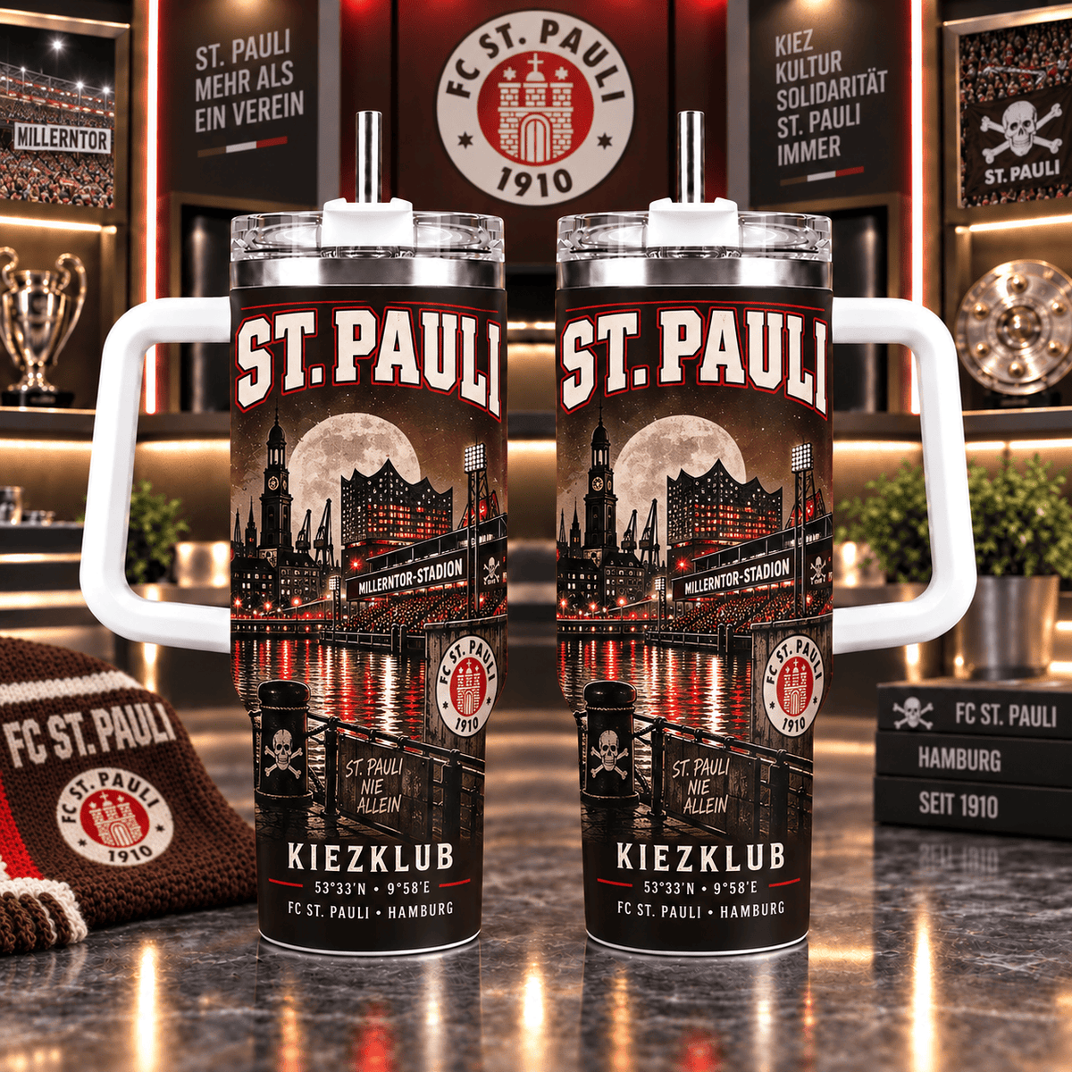 FC St. Pauli Retro Skyline Stainless Steel Tumbler – 40oz Travel Cup