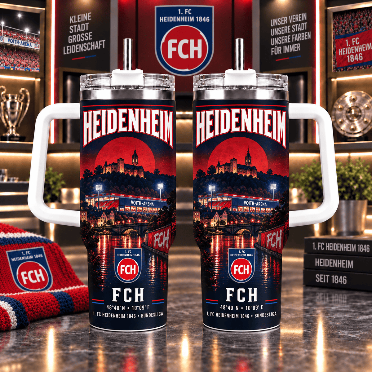 FC Heidenheim Retro Skyline Stainless Steel Tumbler – 40oz Travel Cup
