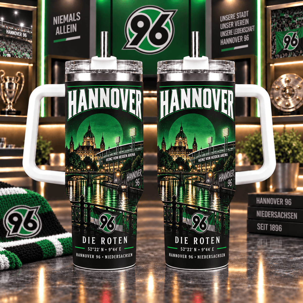 Hannover 96 Retro Skyline Stainless Steel Tumbler – 40oz Travel Cup