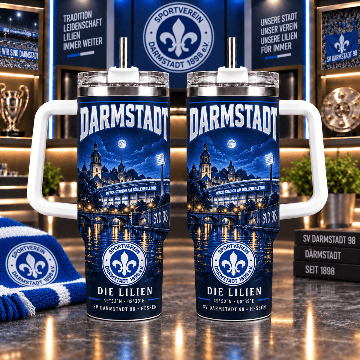 SV Darmstadt 98 Retro Skyline Stainless Steel Tumbler – 40oz Travel Cup
