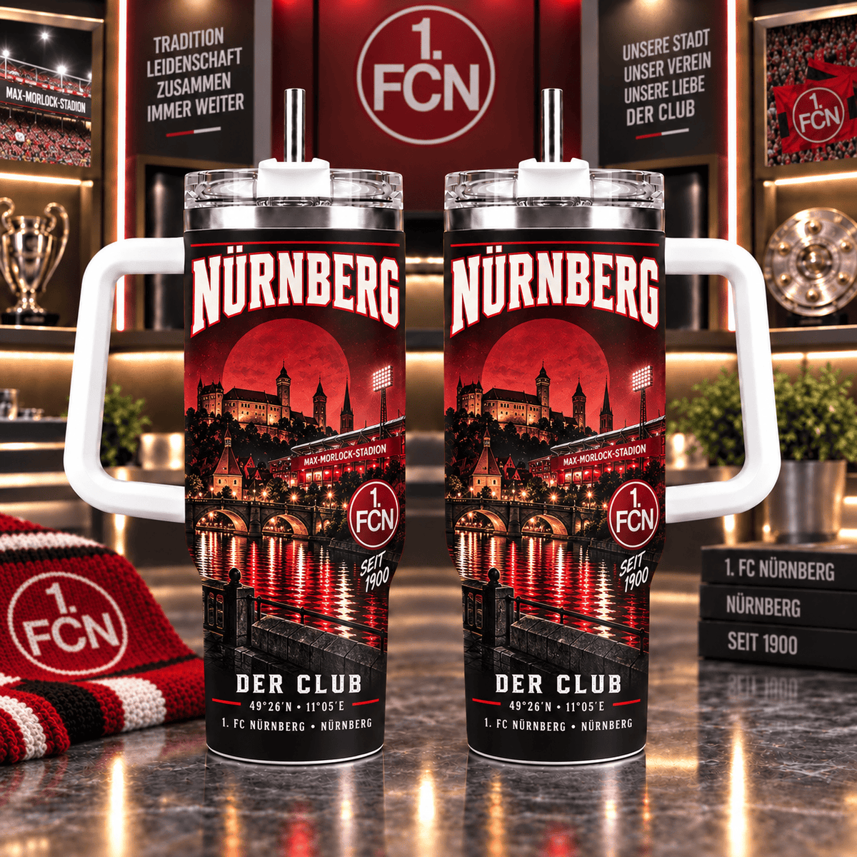 FC Nürnberg Retro Skyline Stainless Steel Tumbler – 40oz Travel Cup