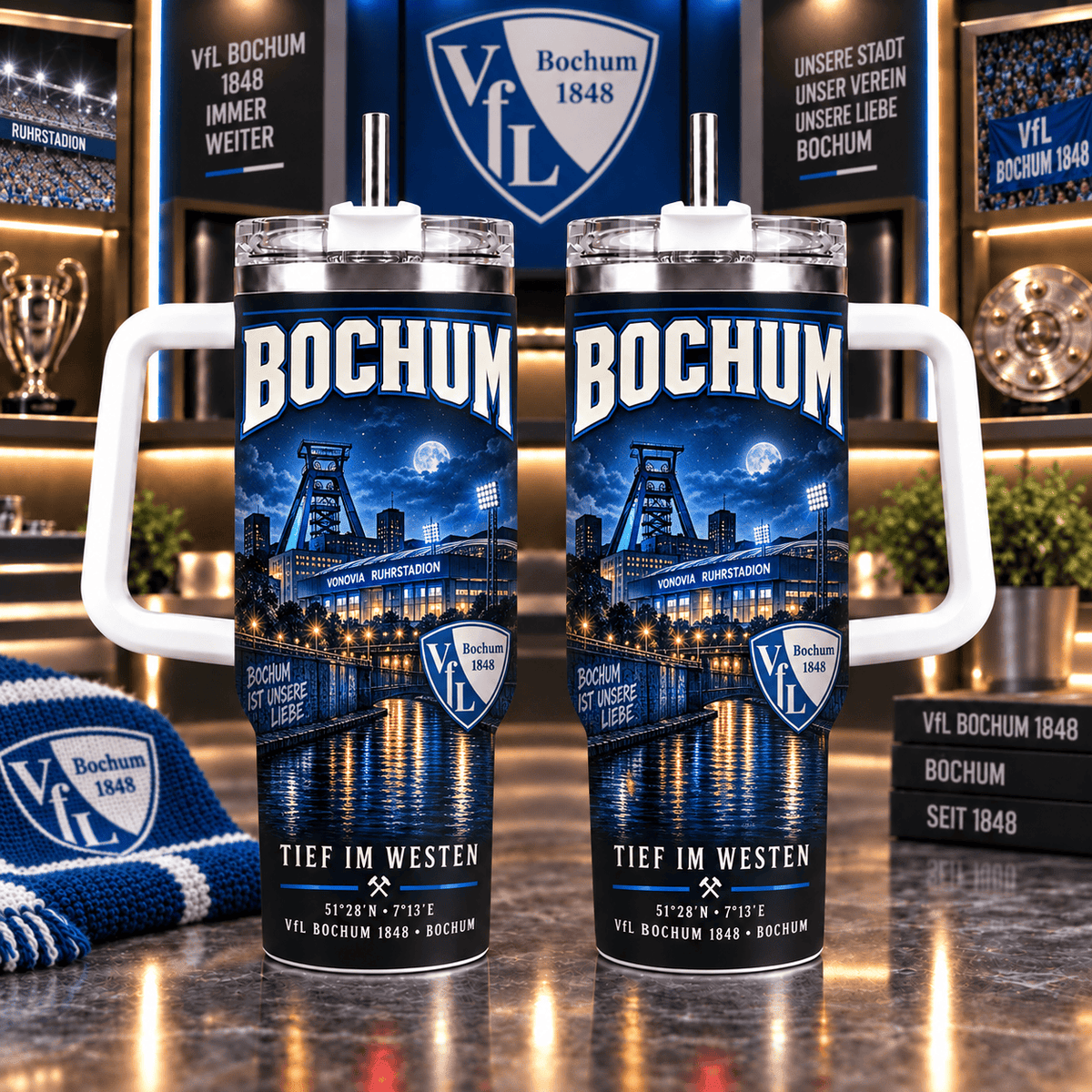 VfL Bochum Retro Skyline Stainless Steel Tumbler – 40oz Travel Cup