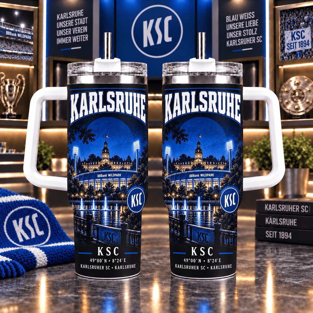 Karlsruher SC Retro Skyline Stainless Steel Tumbler – 40oz Travel Cup