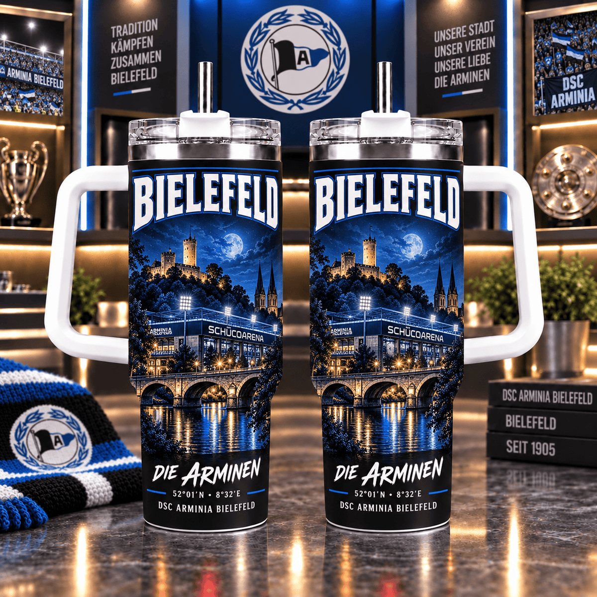 Arminia Bielefeld Retro Skyline Stainless Steel Tumbler – 40oz Travel Cup