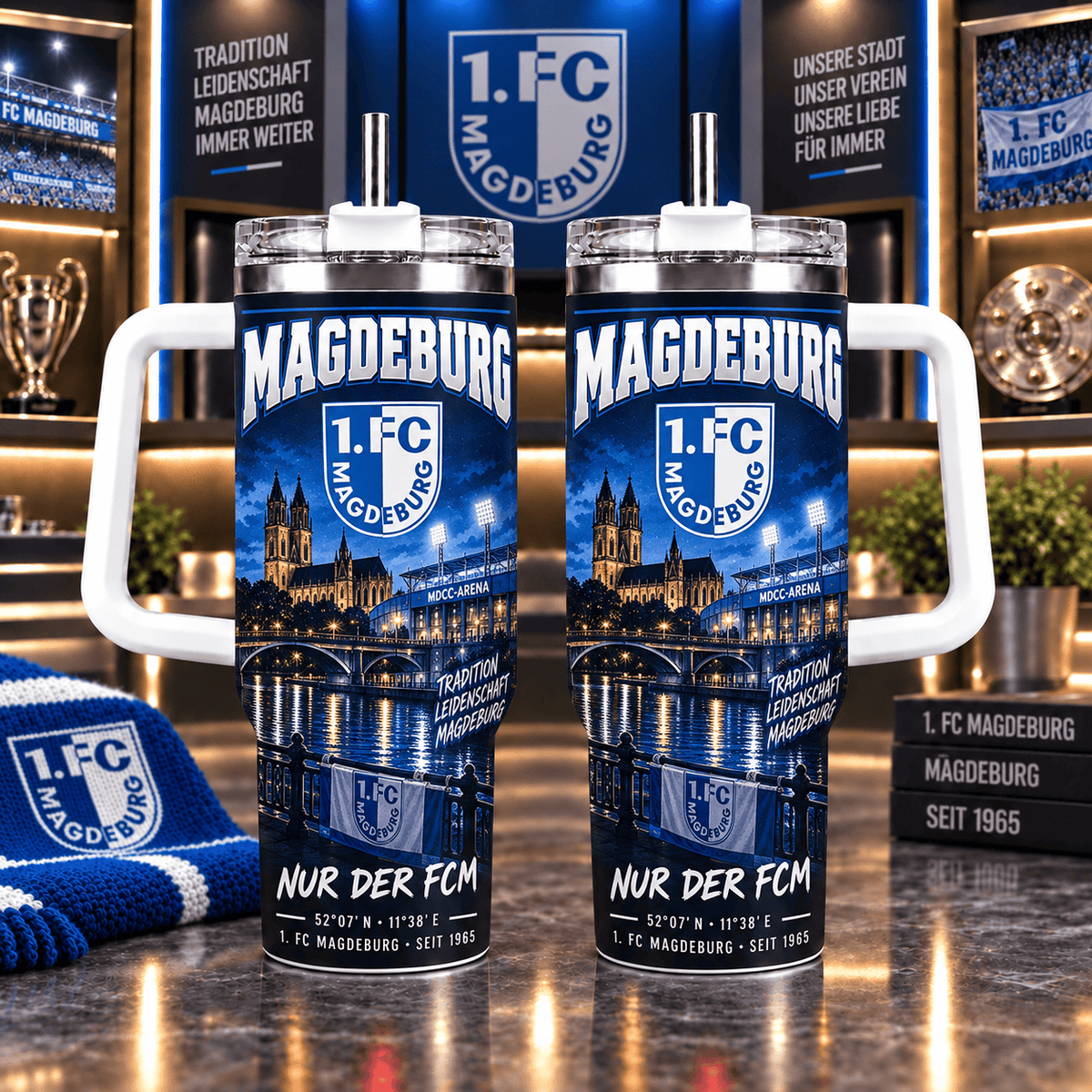 FC Magdeburg Retro Skyline Stainless Steel Tumbler – 40oz Travel Cup