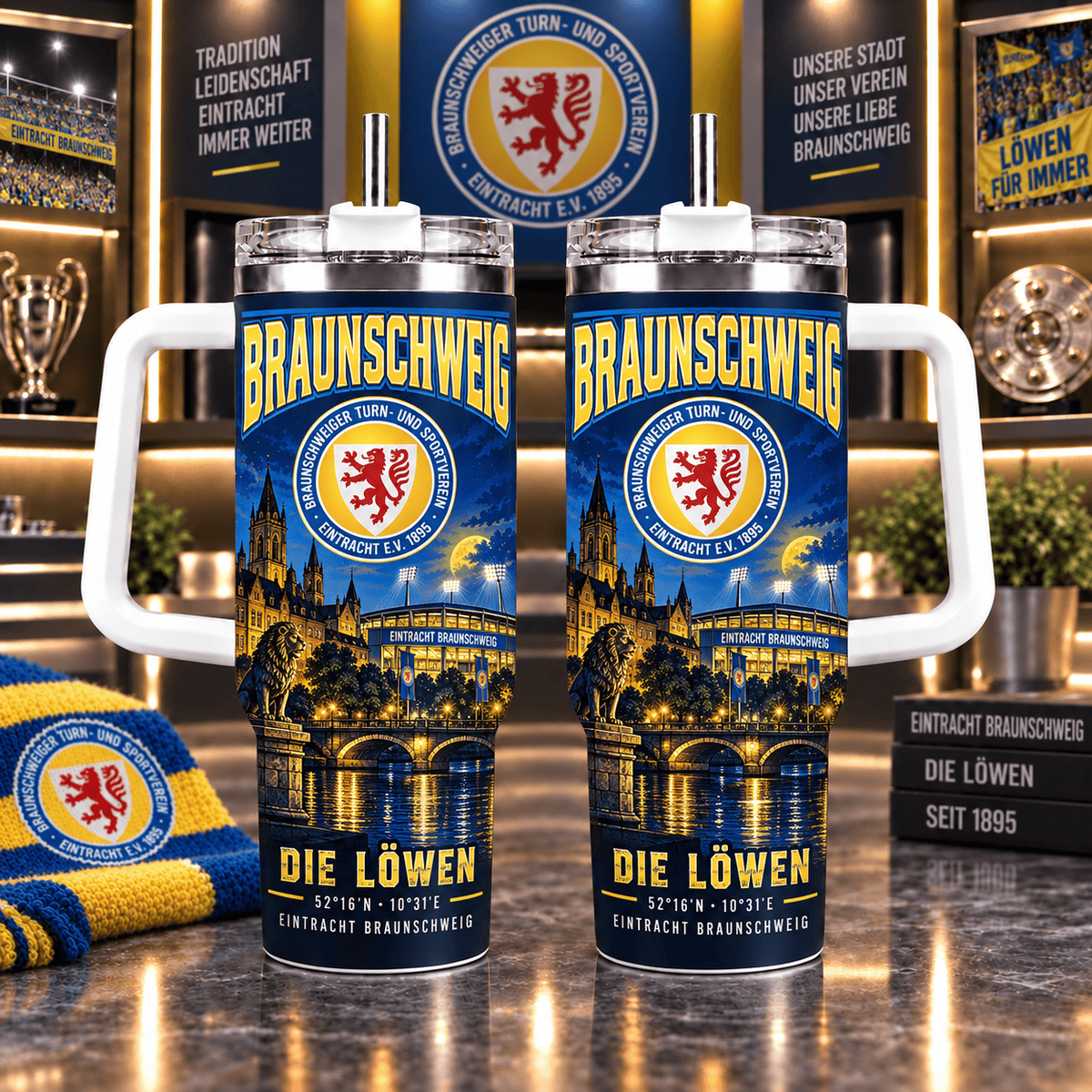 Eintracht Braunschweig Retro Skyline Stainless Steel Tumbler – 40oz Travel Cup
