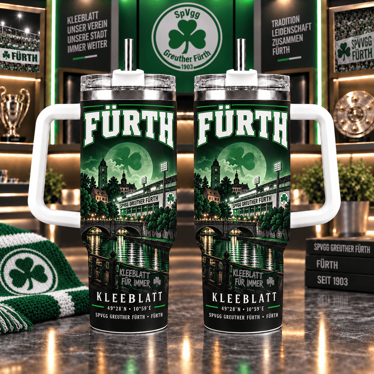 SpVgg Greuther Fürth Retro Skyline Stainless Steel Tumbler – 40oz Travel Cup