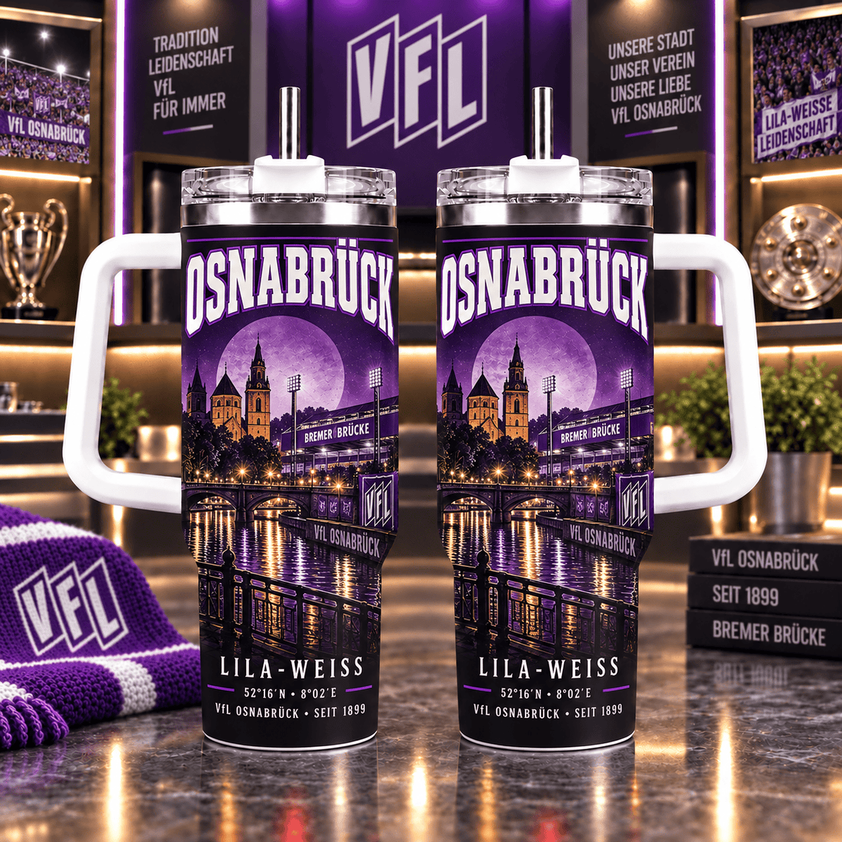 VfL Osnabrück Retro Skyline Stainless Steel Tumbler – 40oz Travel Cup