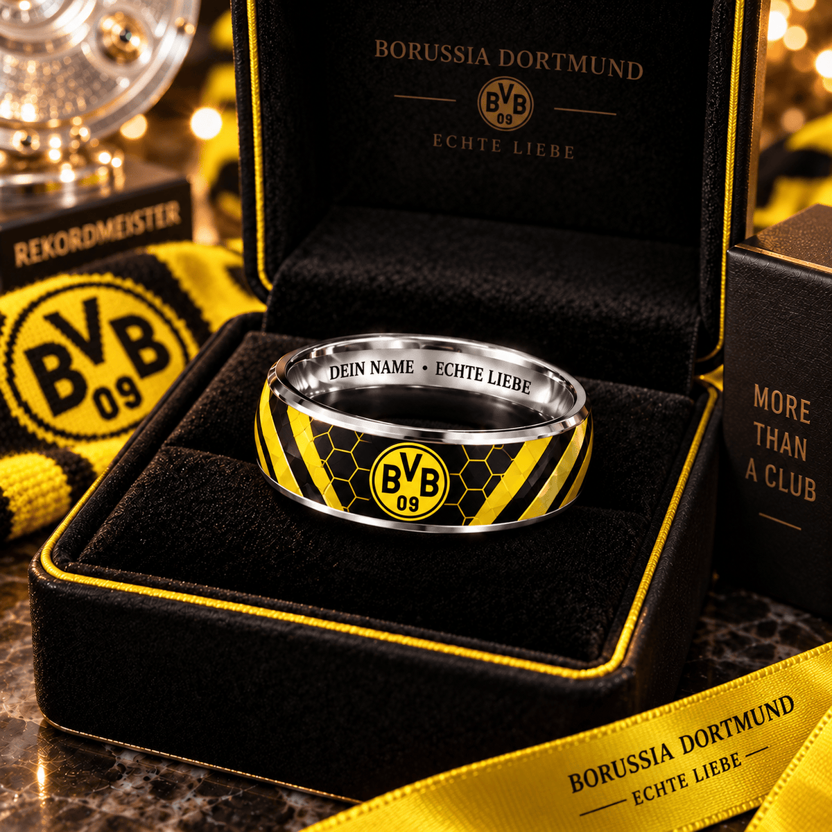 Borussia Dortmund Custom Name Ring – Football Fan Jewelry Band
