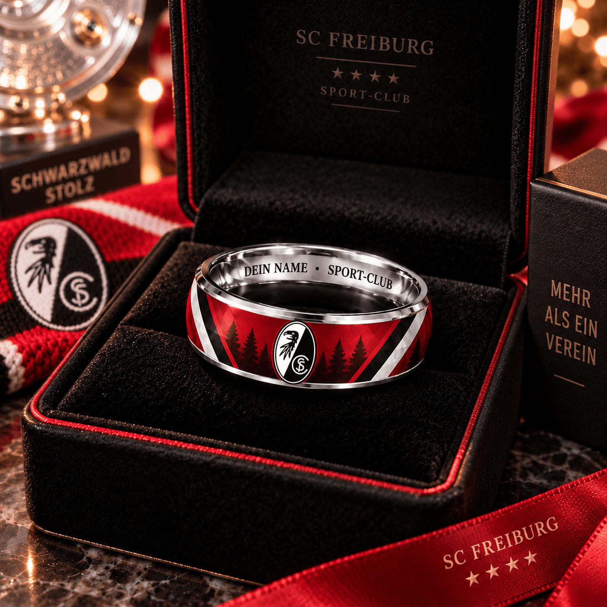SC Freiburg Custom Name Ring – Football Fan Jewelry Band