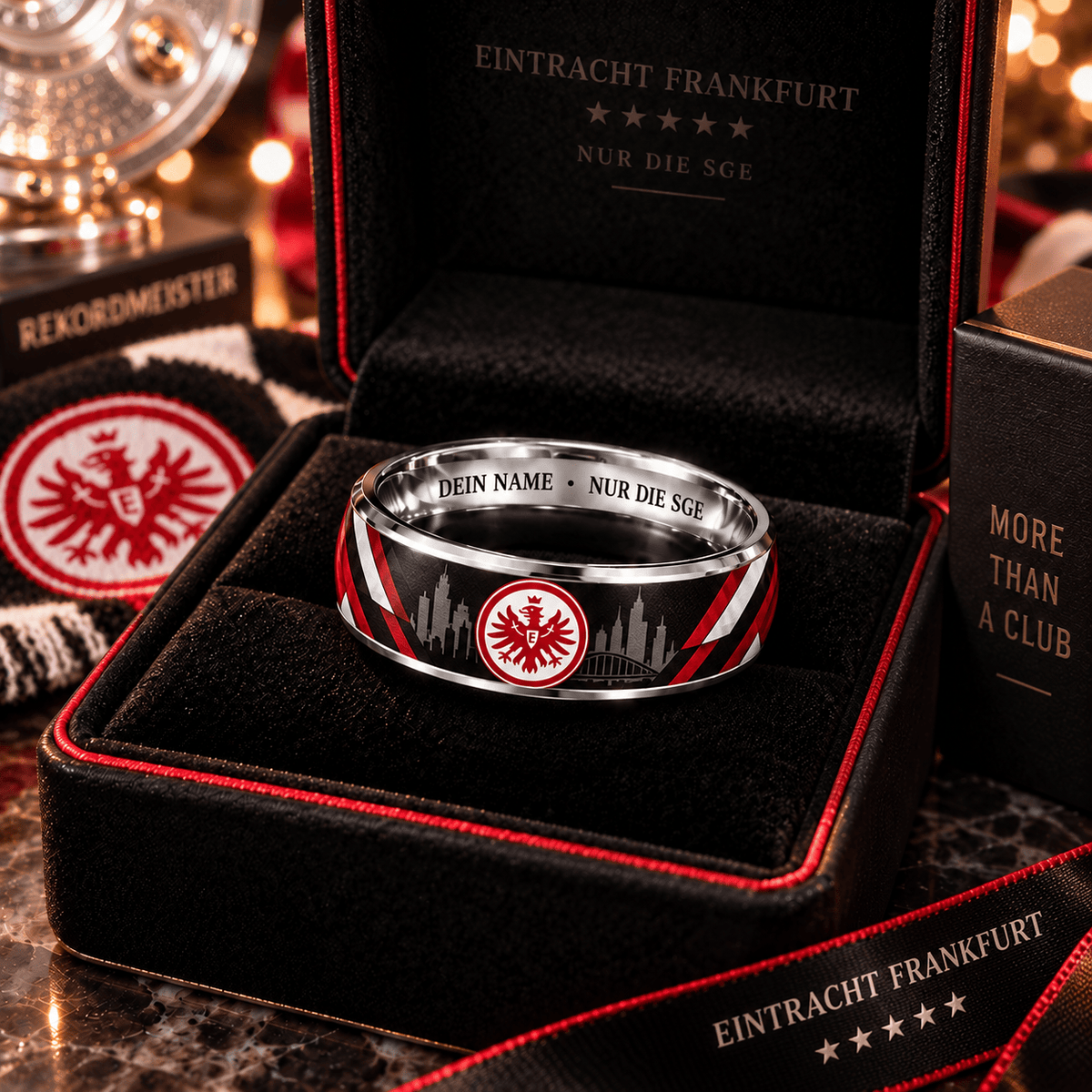 Eintracht Frankfurt Custom Name Ring – Football Fan Jewelry Band
