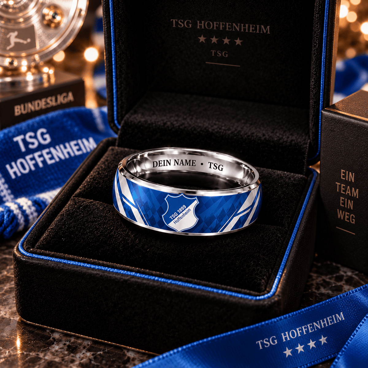 TSG Hoffenheim Custom Name Ring – Football Fan Jewelry Band