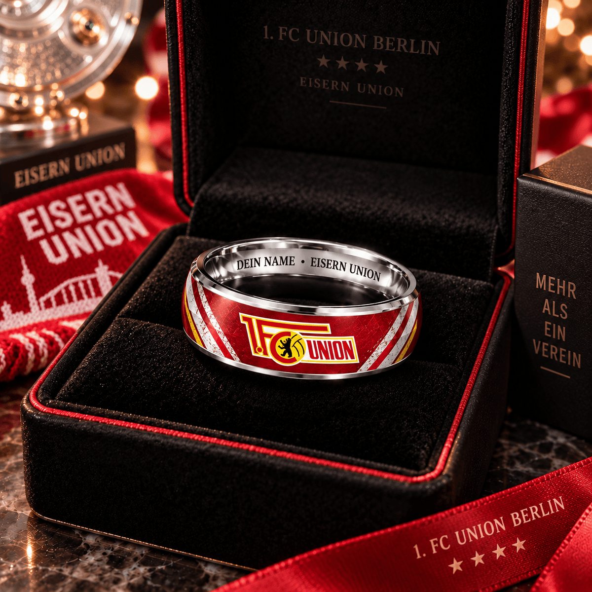 Union Berlin Custom Name Ring – Football Fan Jewelry Band