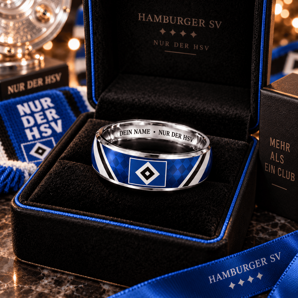 Hamburger SV Custom Name Ring – Football Fan Jewelry Band