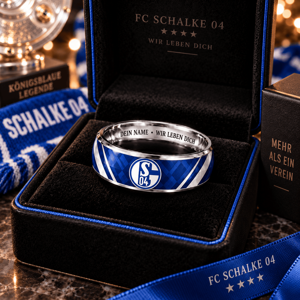 Schalke 04 Custom Name Ring – Football Fan Jewelry Band