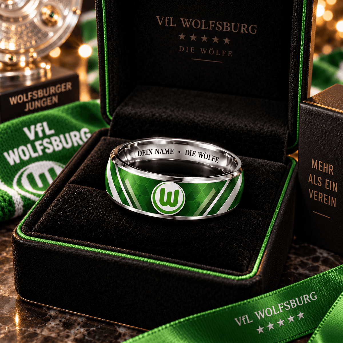 VfL Wolfsburg Custom Name Ring – Football Fan Jewelry Band